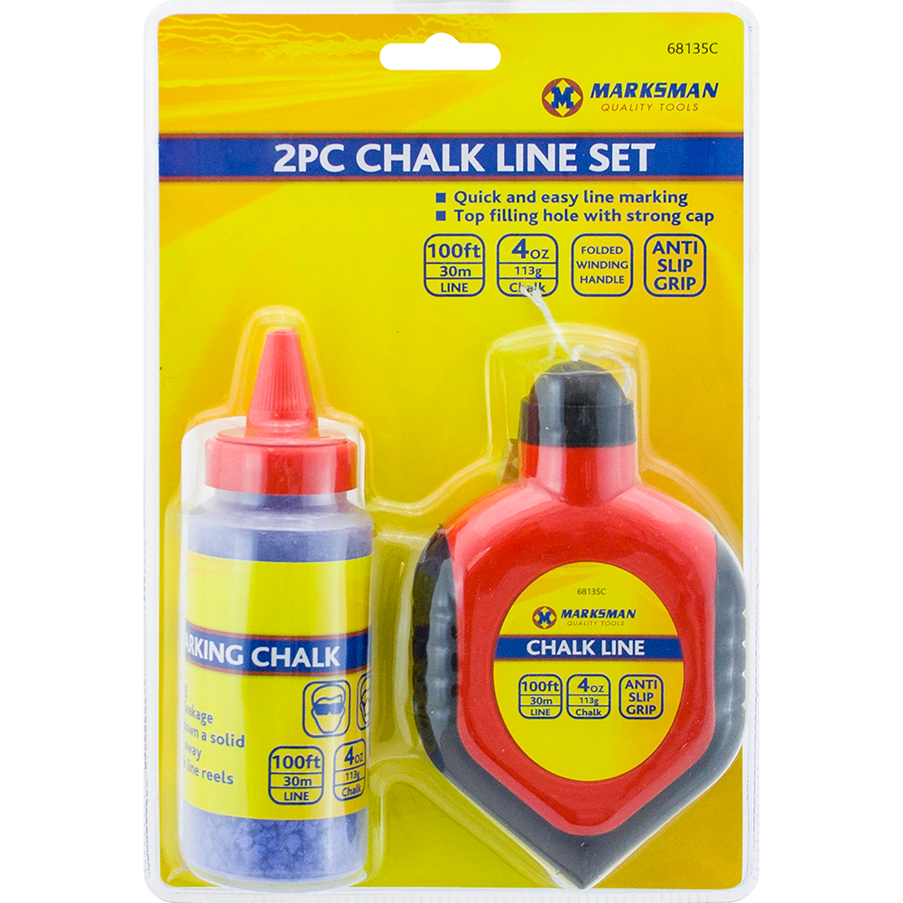 2 In 1 Chalk Reel Line Set with Blue Powder