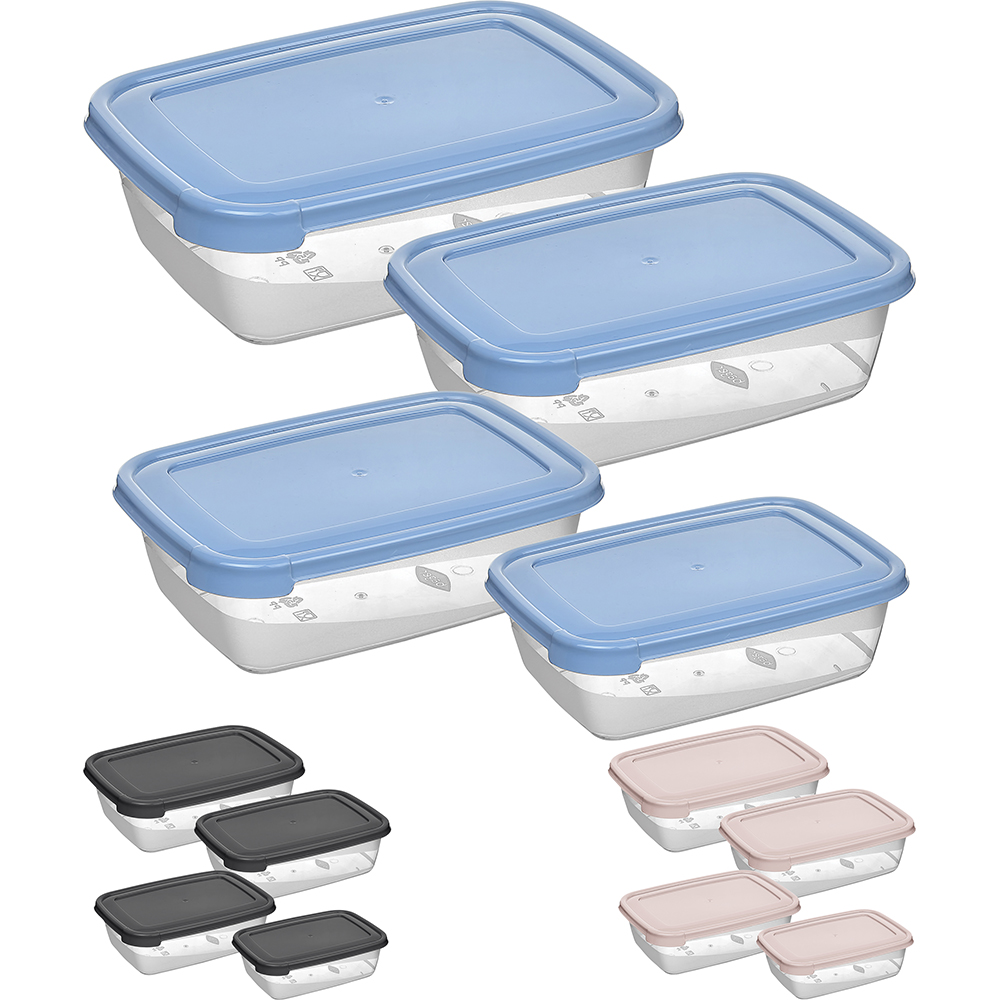 Set Of 8 Rectangular Container Storage Coloured Cover Food Lunch