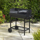 Half Drum Barrel Steel Bbq Charcoal Garden Barbecue Black Adjustable Grill image