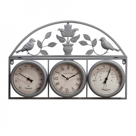 67Cm Garden Wall Weather Station Outdoor Clock - Thermometer Waterproof Weatherstation Hygrometer Retro Vintage Antique image